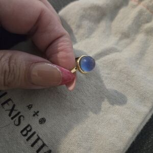 Alexis Bittar Gold Ring with Blue Lucite Stone